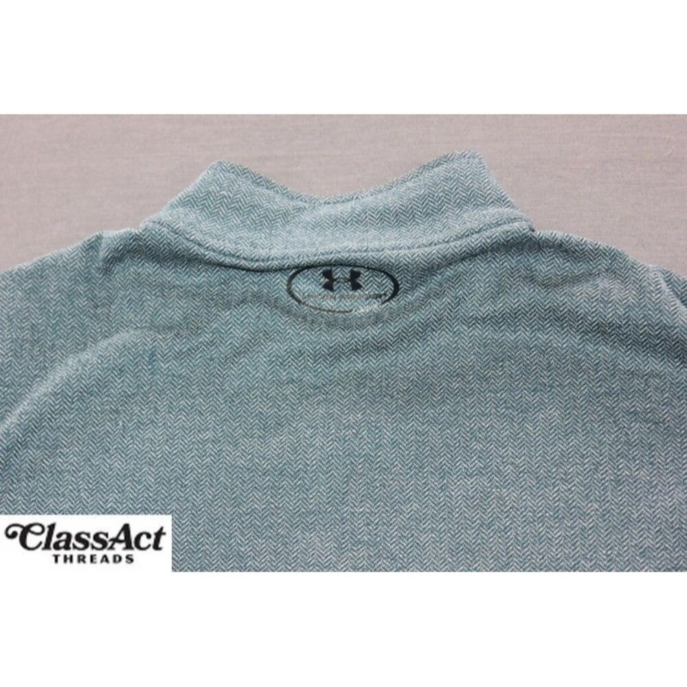 Under Armour Jacket 1/4 Zip HeatGear Teal Blue Golf Athletic Mens Threadborne M - Picture 4 of 12